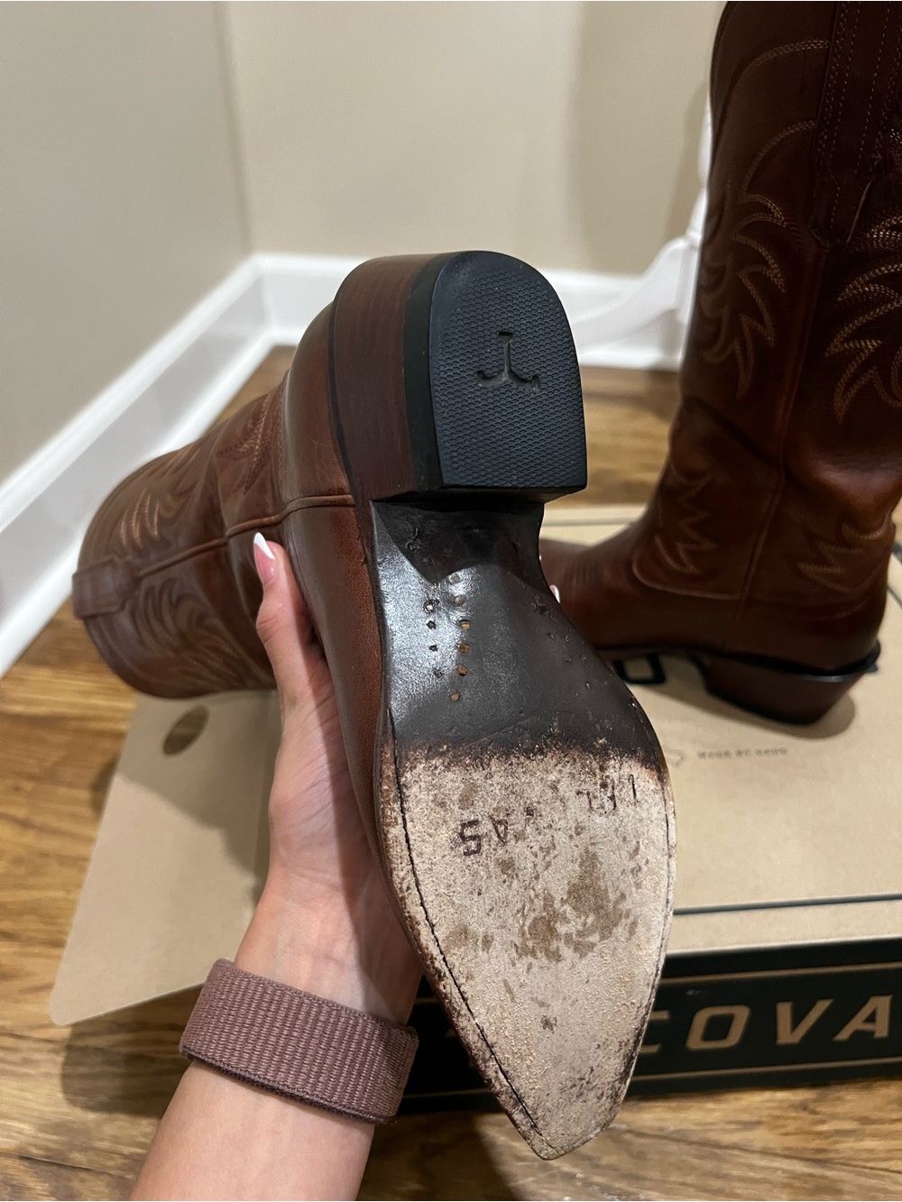 Tecovas Women’s Brown Leather Cowboy Boots - The Annie - Sequoia Cowhide Leather - Picture 10 of 15